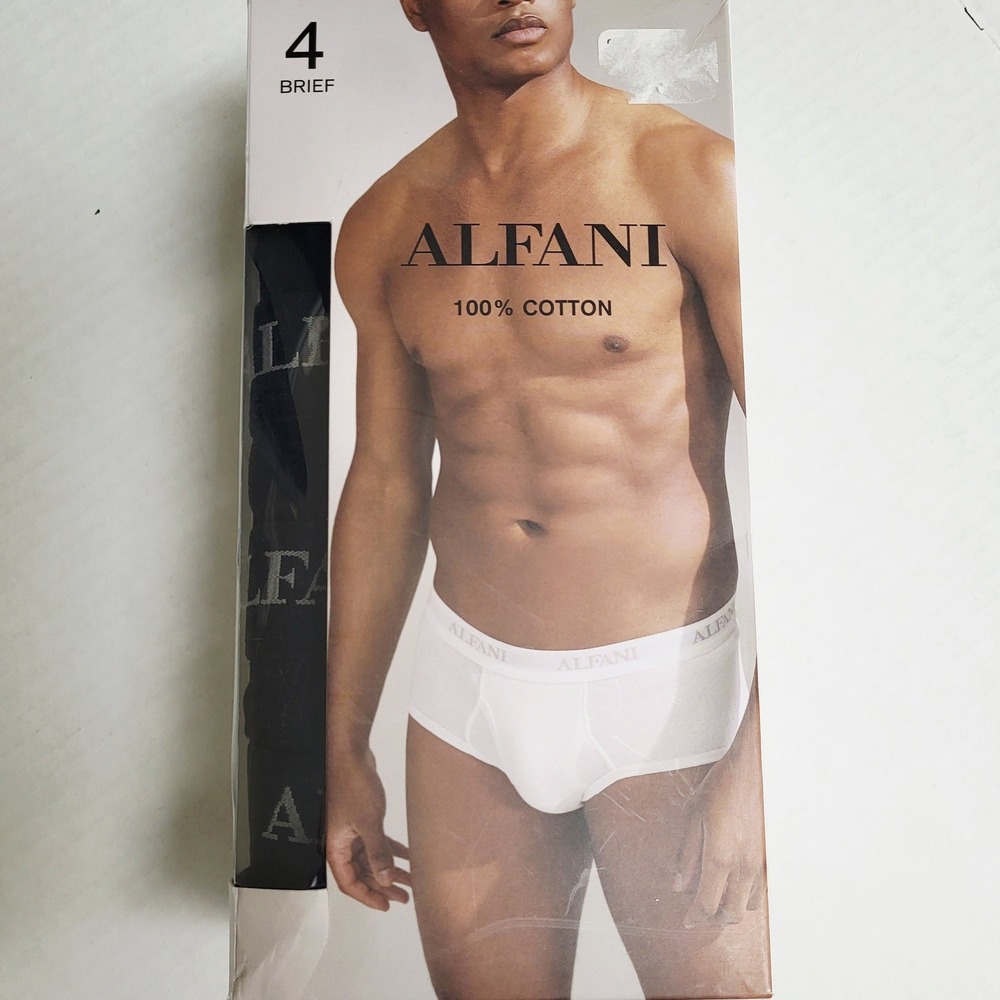 Alfani Mens Size XL (38-40) 4 Pack Briefs Tagless Cotton Black Moisture Wicking